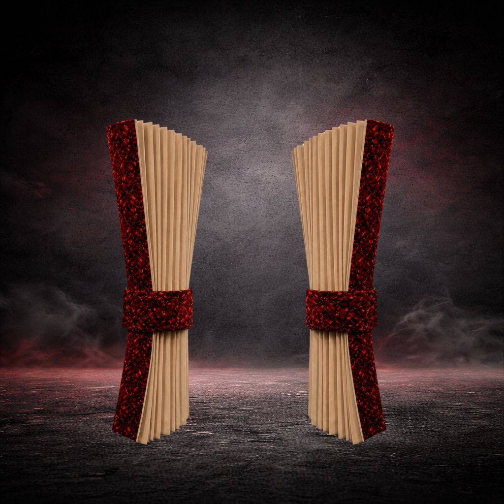 RED DANISH PLUSH TRUCK CURTAINS BEIGE