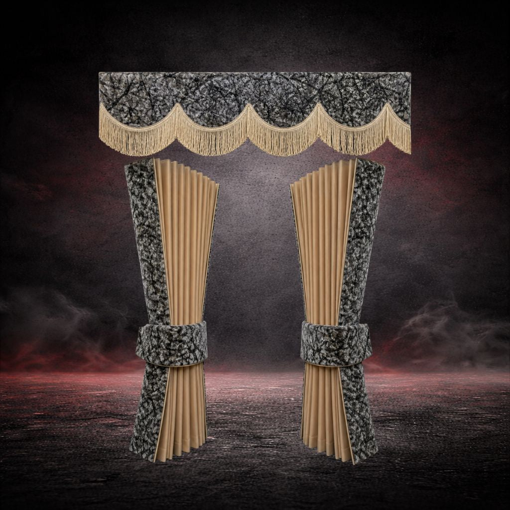 GRAY DANISH PLUSH BEIGE TRUCK CURTAINS SET