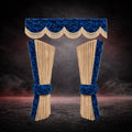 BLUE DANISH PLUSH BEIGE TRUCK CURTAINS SET
