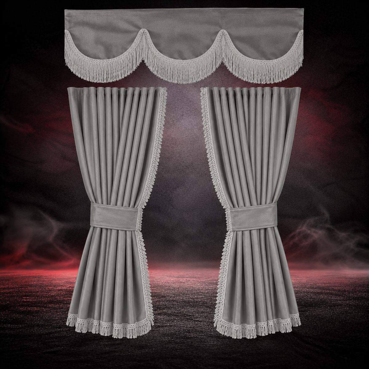 GRAY FRINGES TRUCK CURTAINS SET