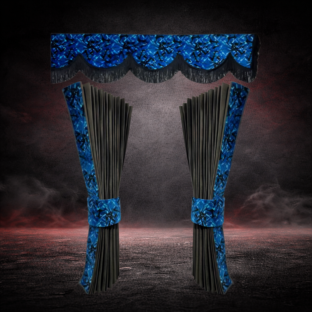 BLUE DANISH PLUSH TRUCK CURTAINS