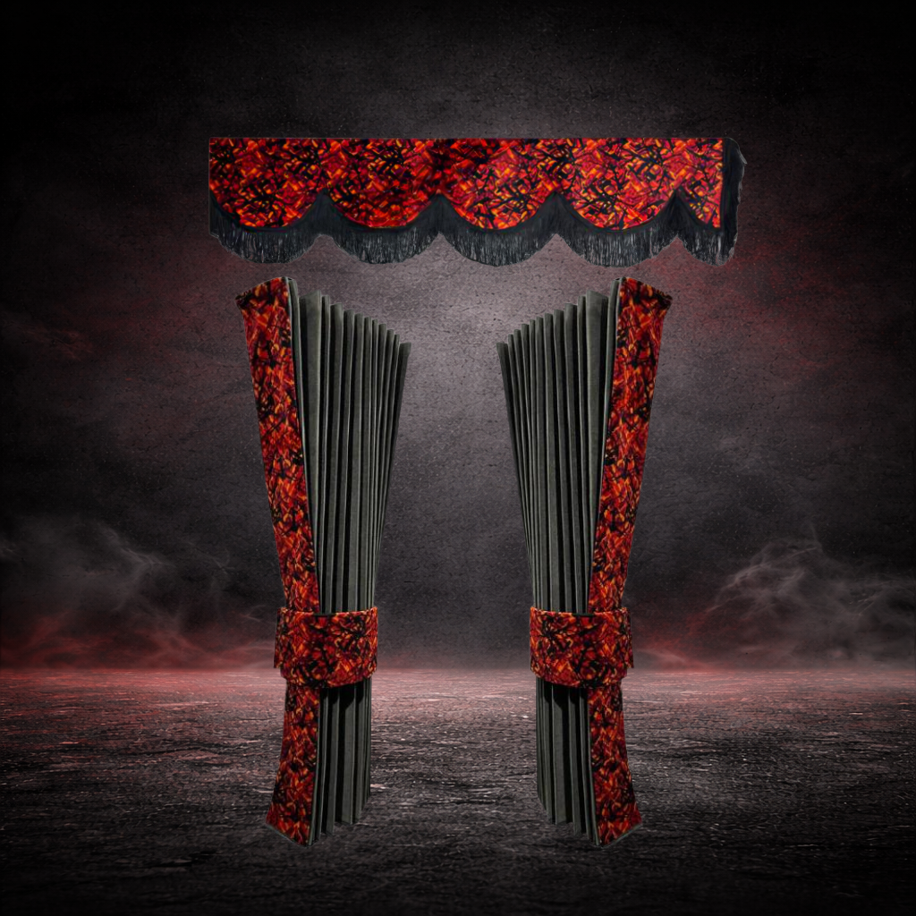RED DANISH PLUSH TRUCK CURTAINS