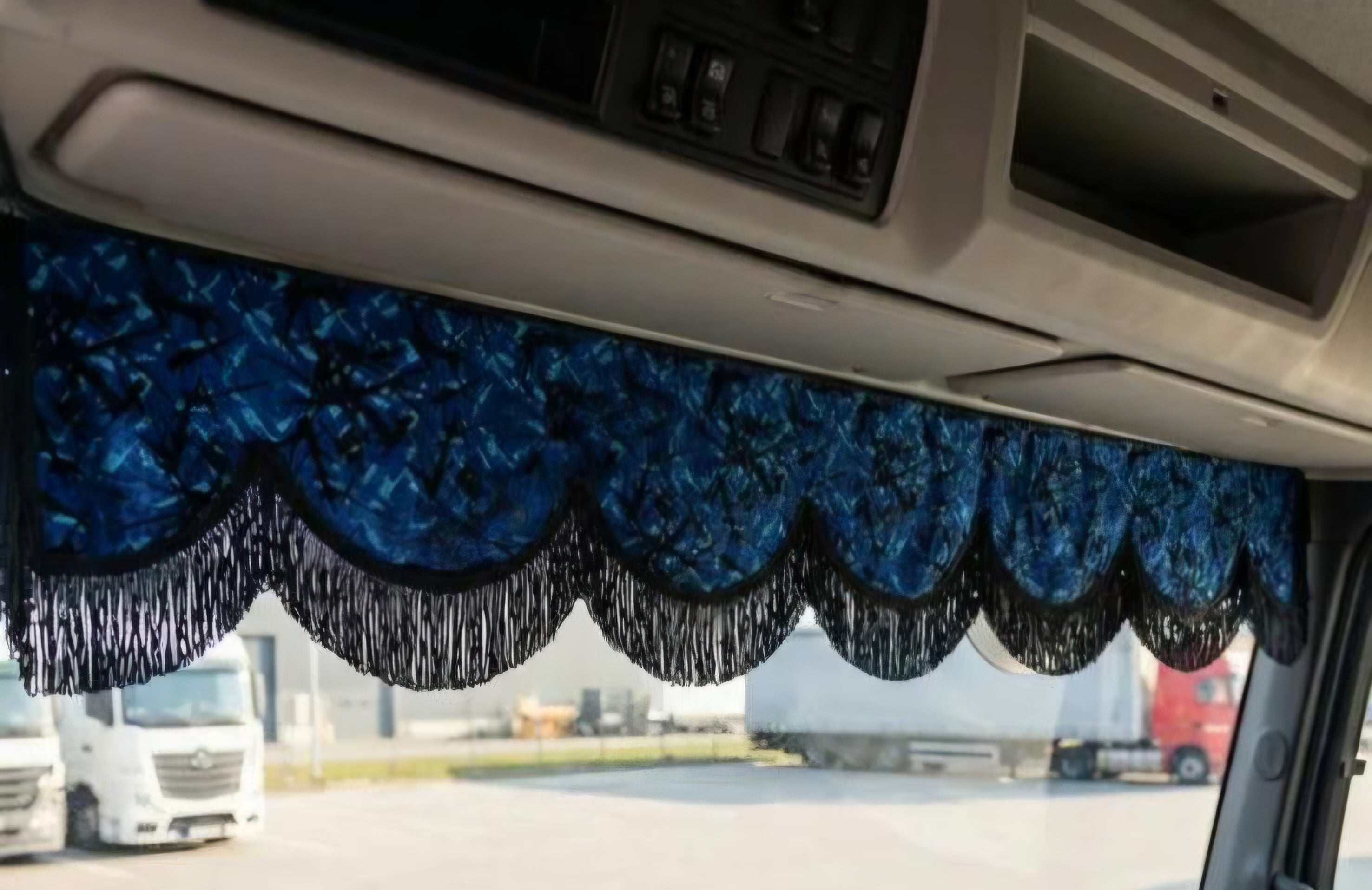 BLUE DANISH PLUSH TRUCK CURTAINS